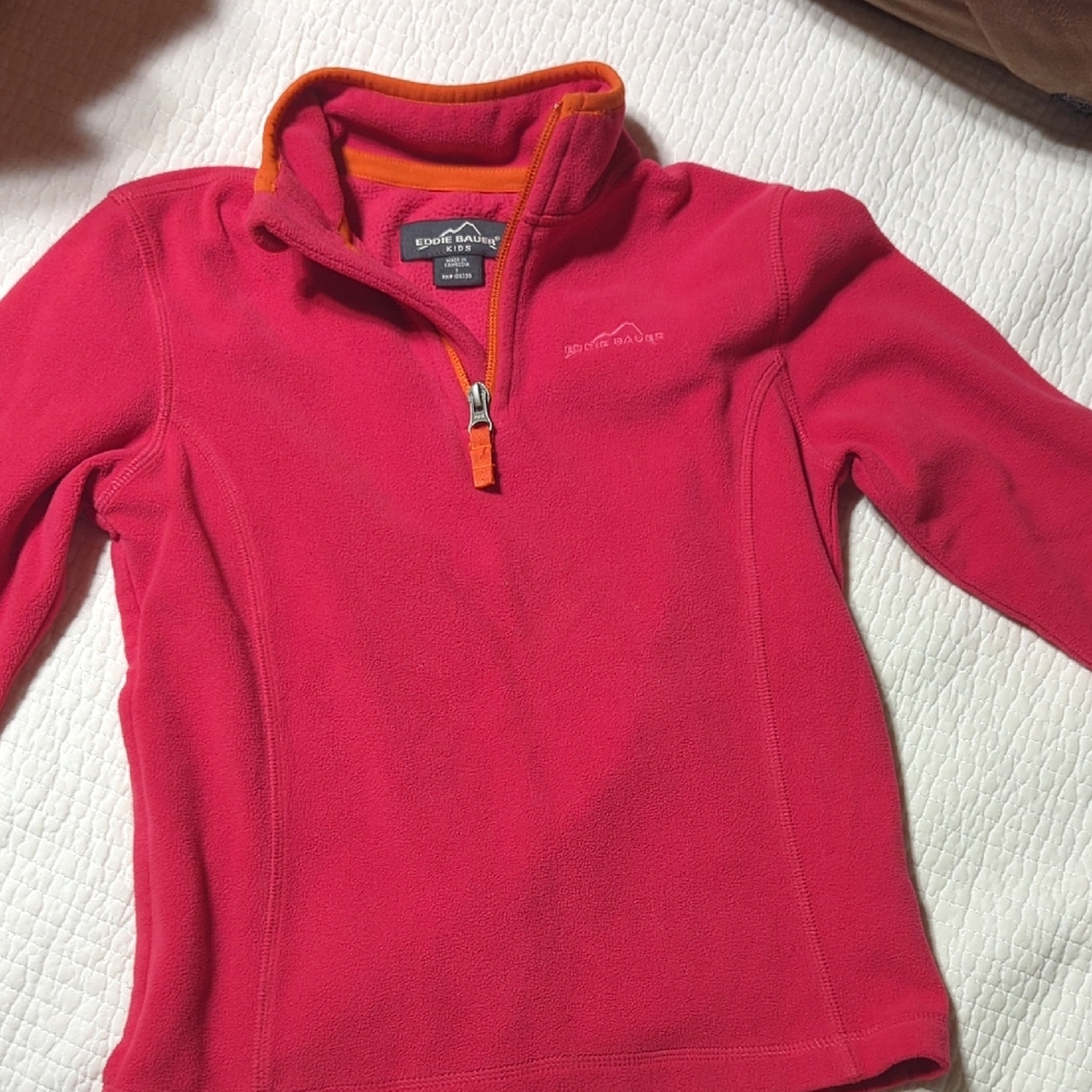 Eddie Bauer Red Fleece Sweatshirt with Quarter-Zip